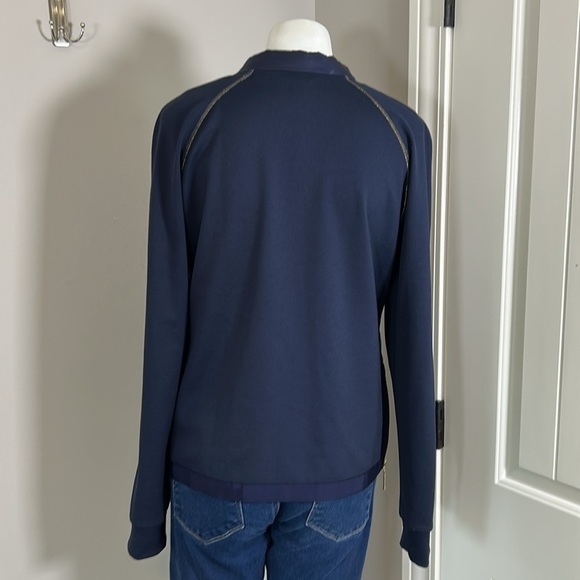 Lilly Pulitzer Darci Puffer Coat True Navy Blue Full Zip Pockets Gold Detail M - Picture 7 of 11